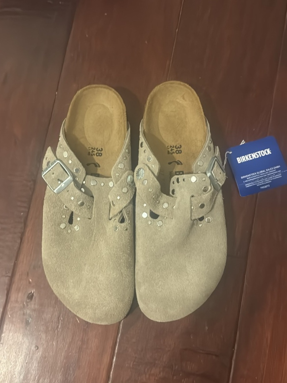 Birkenstock Kids Suede Clogs with Stud Accents - Taupe